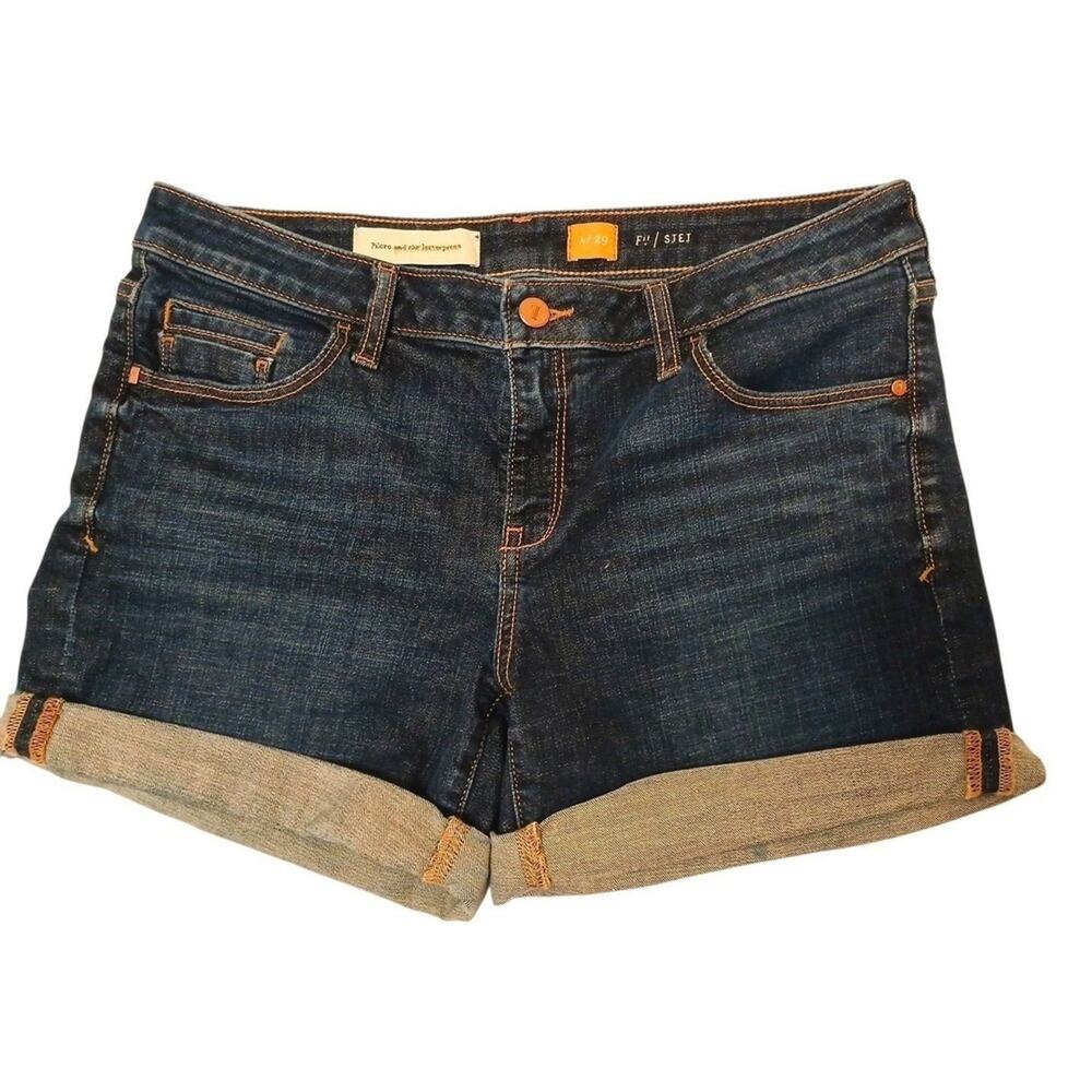 Anthropologie Pilcro Letterpress Blue Denim Shorts 32 Blue Salvage Roll Up $65 - Picture 3 of 16